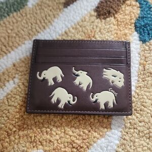 Coach Brown Elephant Print Card Holder